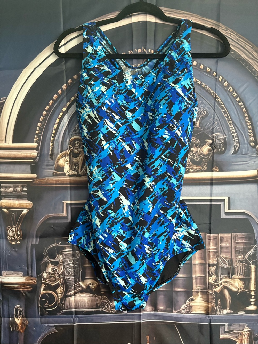 Blue Abstract Print One-Piece Swimsuit